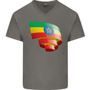 Curled Ethiopia Flag Ethiopian Day Football Mens V-Neck Cotton T-Shirt Charcoal
