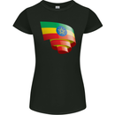 Curled Ethiopia Flag Ethiopian Day Football Womens Petite Cut T-Shirt Black