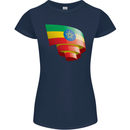Curled Ethiopia Flag Ethiopian Day Football Womens Petite Cut T-Shirt Navy Blue