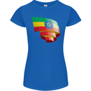 Curled Ethiopia Flag Ethiopian Day Football Womens Petite Cut T-Shirt Royal Blue