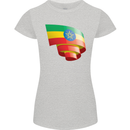 Curled Ethiopia Flag Ethiopian Day Football Womens Petite Cut T-Shirt Sports Grey