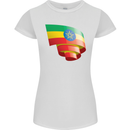 Curled Ethiopia Flag Ethiopian Day Football Womens Petite Cut T-Shirt White
