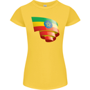 Curled Ethiopia Flag Ethiopian Day Football Womens Petite Cut T-Shirt Yellow