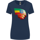 Curled Ethiopia Flag Ethiopian Day Football Womens Wider Cut T-Shirt Navy Blue