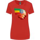 Curled Ethiopia Flag Ethiopian Day Football Womens Wider Cut T-Shirt Red