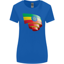 Curled Ethiopia Flag Ethiopian Day Football Womens Wider Cut T-Shirt Royal Blue