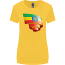 Curled Ethiopia Flag Ethiopian Day Football Womens Wider Cut T-Shirt Yellow