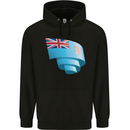 Curled Fiji Flag Fijian Day Football Childrens Kids Hoodie Black