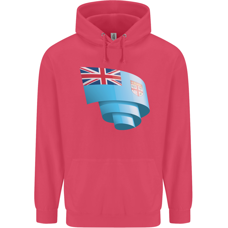 Curled Fiji Flag Fijian Day Football Childrens Kids Hoodie Heliconia
