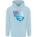 Curled Fiji Flag Fijian Day Football Childrens Kids Hoodie Light Blue