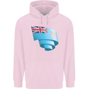 Curled Fiji Flag Fijian Day Football Childrens Kids Hoodie Light Pink