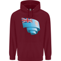 Curled Fiji Flag Fijian Day Football Childrens Kids Hoodie Maroon