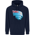 Curled Fiji Flag Fijian Day Football Childrens Kids Hoodie Navy Blue