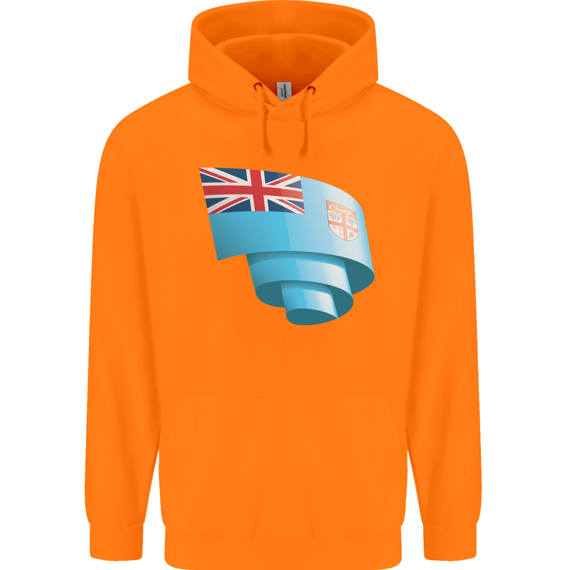 Curled Fiji Flag Fijian Day Football Childrens Kids Hoodie Orange