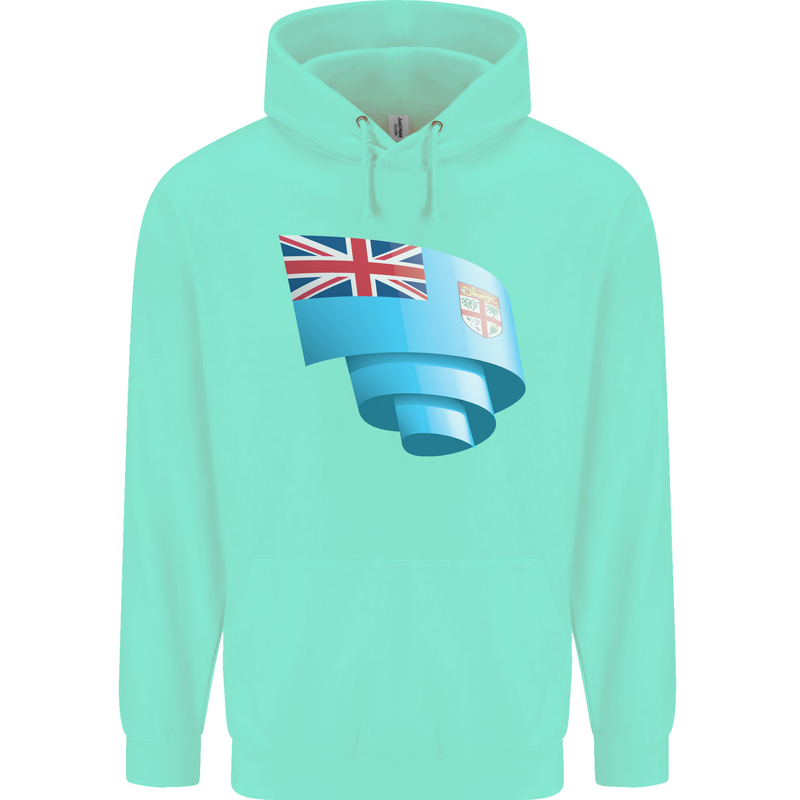 Curled Fiji Flag Fijian Day Football Childrens Kids Hoodie Peppermint