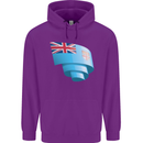 Curled Fiji Flag Fijian Day Football Childrens Kids Hoodie Purple