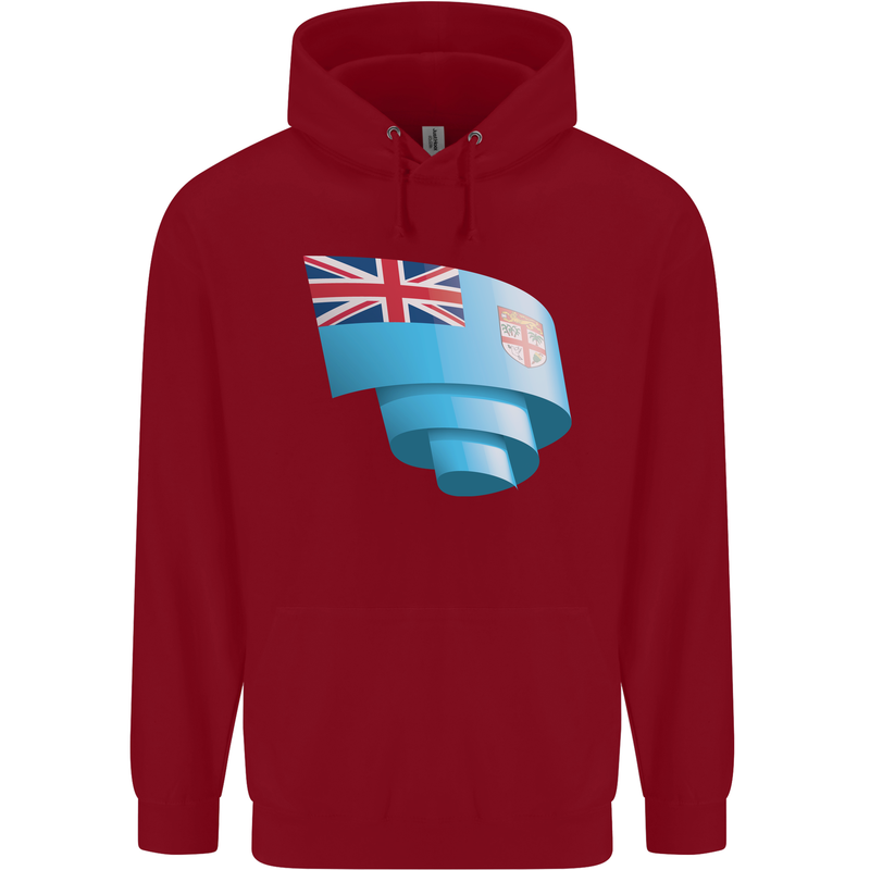 Curled Fiji Flag Fijian Day Football Childrens Kids Hoodie Red