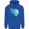Curled Fiji Flag Fijian Day Football Childrens Kids Hoodie Royal Blue