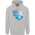 Curled Fiji Flag Fijian Day Football Childrens Kids Hoodie Sports Grey