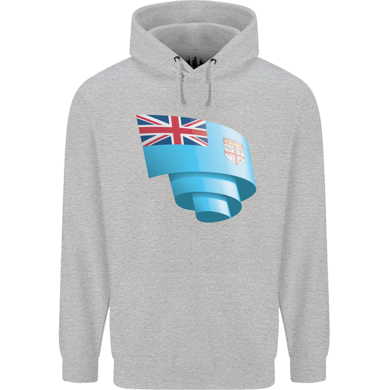 Curled Fiji Flag Fijian Day Football Childrens Kids Hoodie Sports Grey