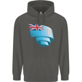 Curled Fiji Flag Fijian Day Football Childrens Kids Hoodie Storm Grey