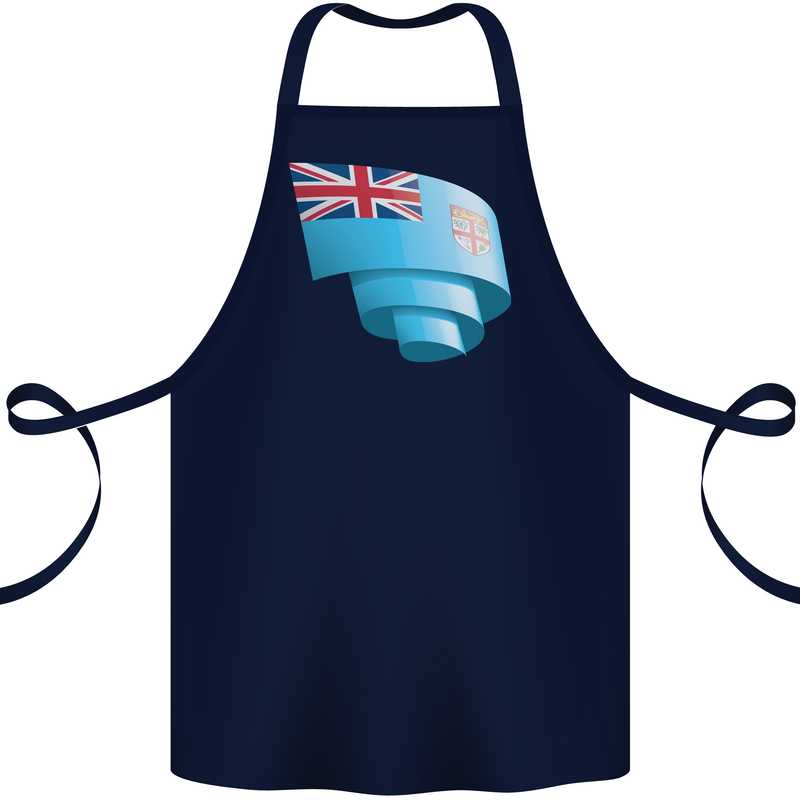 Curled Fiji Flag Fijian Day Football Cotton Apron 100% Organic Navy Blue