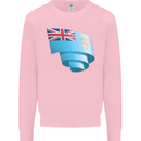 Curled Fiji Flag Fijian Day Football Kids Sweatshirt Jumper Light Pink