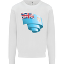 Curled Fiji Flag Fijian Day Football Kids Sweatshirt Jumper White