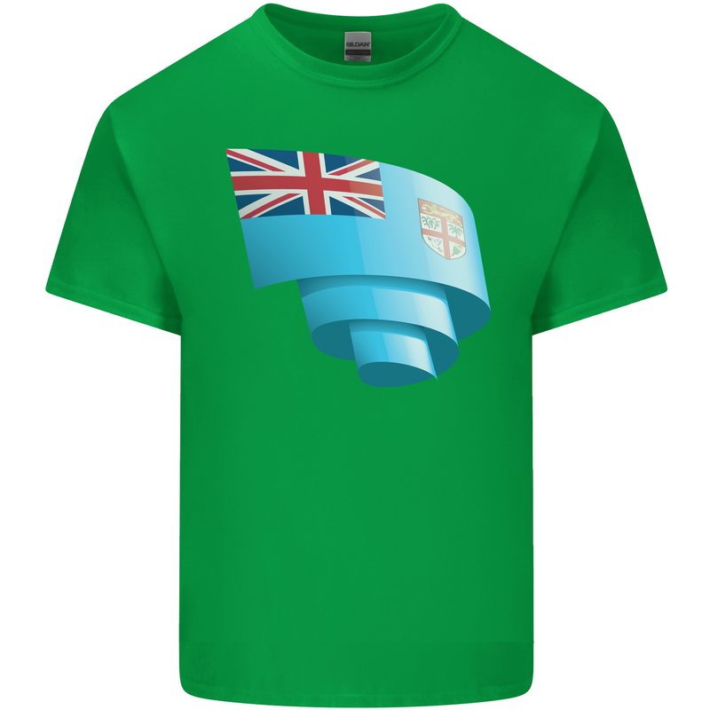 Curled Fiji Flag Fijian Day Football Kids T-Shirt Childrens Irish Green