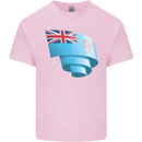 Curled Fiji Flag Fijian Day Football Kids T-Shirt Childrens Light Pink