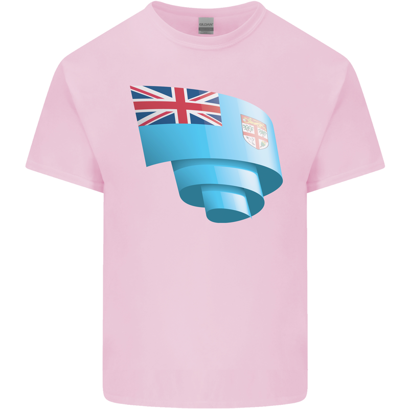 Curled Fiji Flag Fijian Day Football Kids T-Shirt Childrens Light Pink