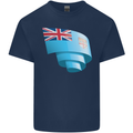 Curled Fiji Flag Fijian Day Football Kids T-Shirt Childrens Navy Blue