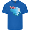 Curled Fiji Flag Fijian Day Football Kids T-Shirt Childrens Royal Blue
