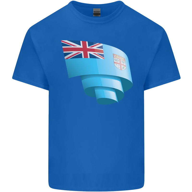 Curled Fiji Flag Fijian Day Football Kids T-Shirt Childrens Royal Blue