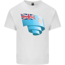 Curled Fiji Flag Fijian Day Football Kids T-Shirt Childrens White