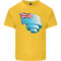 Curled Fiji Flag Fijian Day Football Kids T-Shirt Childrens Yellow