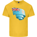 Curled Fiji Flag Fijian Day Football Kids T-Shirt Childrens Yellow