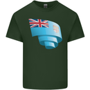 Curled Fiji Flag Fijian Day Football Mens Cotton T-Shirt Tee Top Forest Green