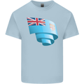 Curled Fiji Flag Fijian Day Football Mens Cotton T-Shirt Tee Top Light Blue