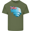 Curled Fiji Flag Fijian Day Football Mens Cotton T-Shirt Tee Top Military Green