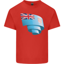 Curled Fiji Flag Fijian Day Football Mens Cotton T-Shirt Tee Top Red
