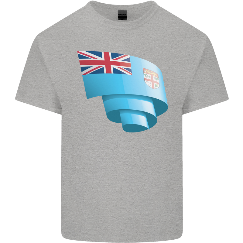 Curled Fiji Flag Fijian Day Football Mens Cotton T-Shirt Tee Top Sports Grey