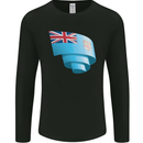 Curled Fiji Flag Fijian Day Football Mens Long Sleeve T-Shirt Black