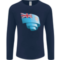Curled Fiji Flag Fijian Day Football Mens Long Sleeve T-Shirt Navy Blue