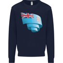 Curled Fiji Flag Fijian Day Football Mens Sweatshirt Jumper Navy Blue