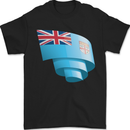 Curled Fiji Flag Fijian Day Football Mens T-Shirt 100% Cotton Black