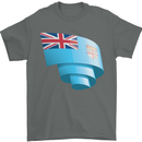 Curled Fiji Flag Fijian Day Football Mens T-Shirt 100% Cotton Charcoal