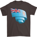 Curled Fiji Flag Fijian Day Football Mens T-Shirt 100% Cotton Dark Chocolate