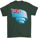 Curled Fiji Flag Fijian Day Football Mens T-Shirt 100% Cotton Forest Green