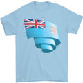 Curled Fiji Flag Fijian Day Football Mens T-Shirt 100% Cotton Light Blue